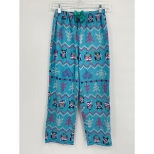 St. Eve Printed Christmas Holiday Fleece Pajama Pants Blue Girl's 14